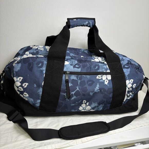 LL Bean Blue Hawaiian Hibiscus Travel Vacation Weekender Duffle Bag 22” Large - Picture 6 of 15